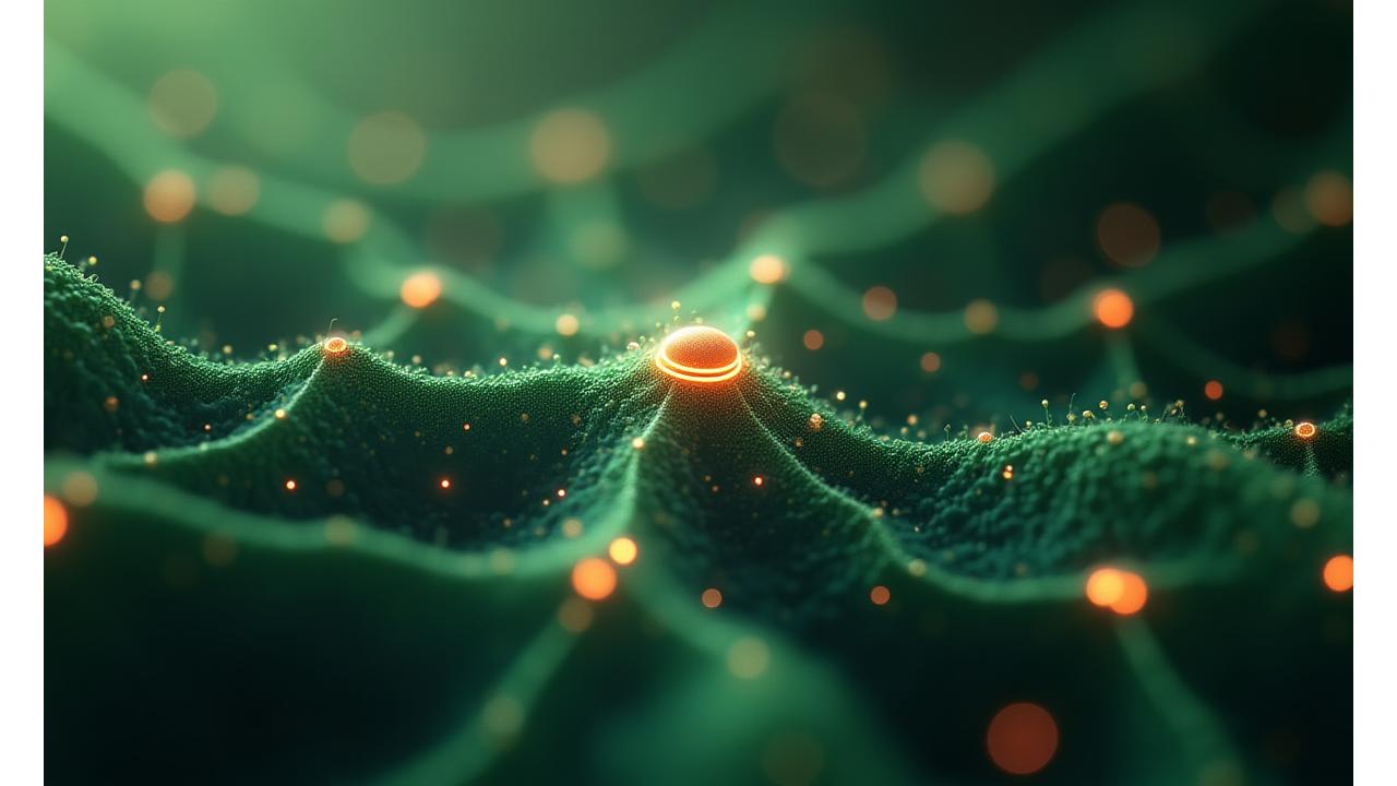 Visualización abstracta de un cerebro digital con nodos interconectados y flujos de datos, representando el aprendizaje automático y la personalización. Colores primarios y secundarios de la marca.